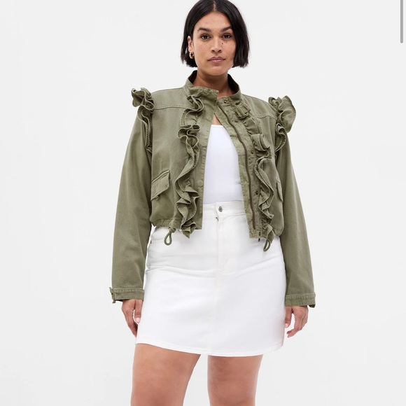 LoveShackFancy X Gap Ruffle Crop Utility Jacket - Picture 9 of 11
